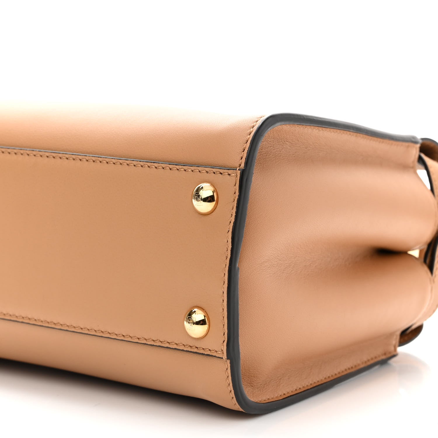 Fendi Vitello Seta Canvas FF Embroidered Mini Peekaboo Iconic Satchel Miele Scuro Poudre 9 of 10