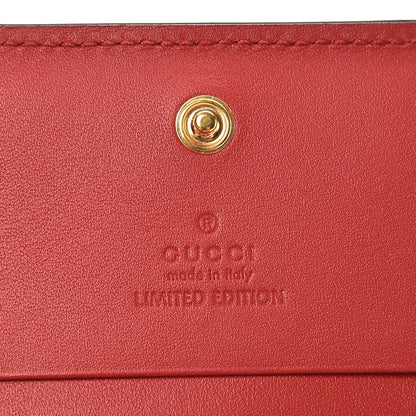 Gucci GG Supreme Monogram Bosco Patch Card Case Wallet Beige Malva Hibiscus Red 6 of 8