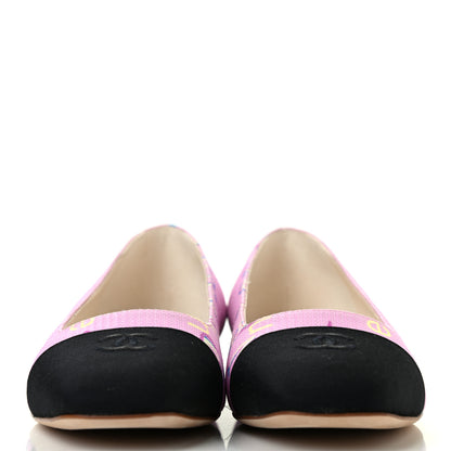 Chanel Fabric Grosgrain CC Flats 36 Pink Beige Black 2 of 8