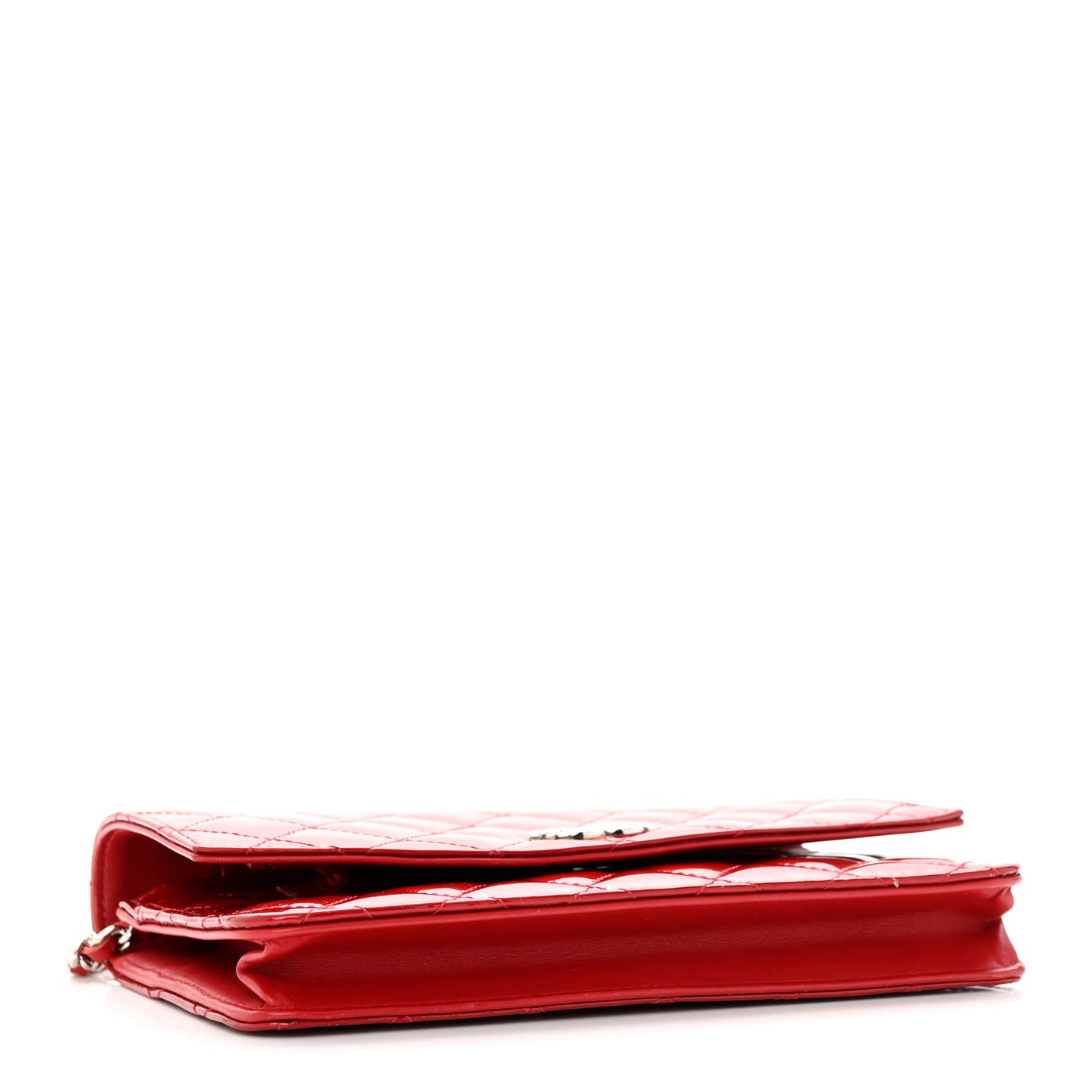 Patent Quilted Brilliant Wallet On Chain WOC Red