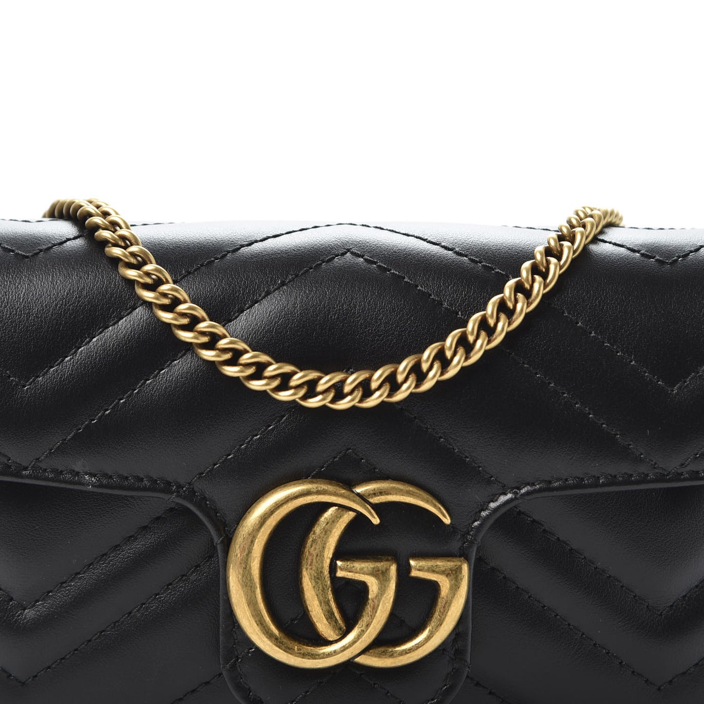 Calfskin Matelasse Super Mini GG Marmont Shoulder Bag Black