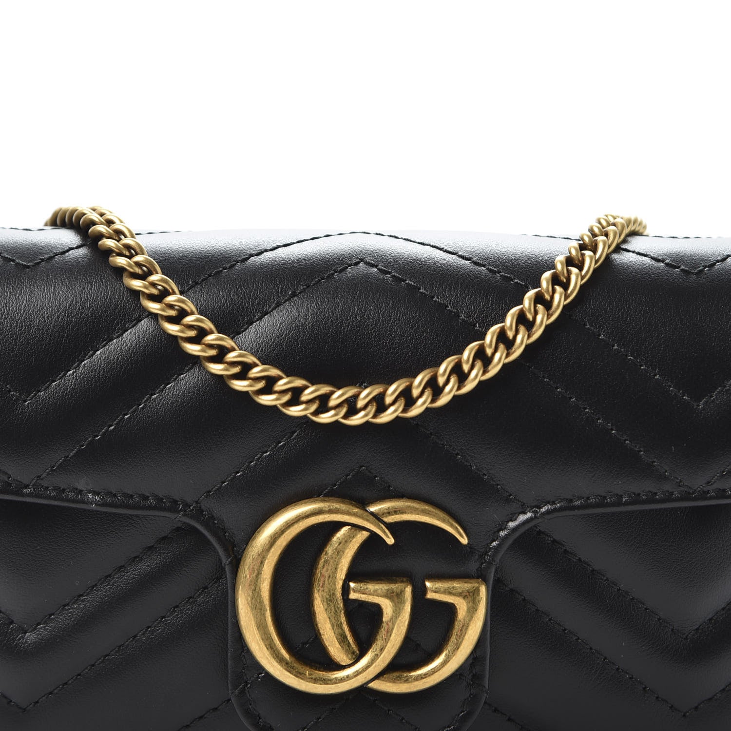 Gucci Calfskin Matelasse Super Mini GG Marmont Shoulder Bag Black 9 of 10