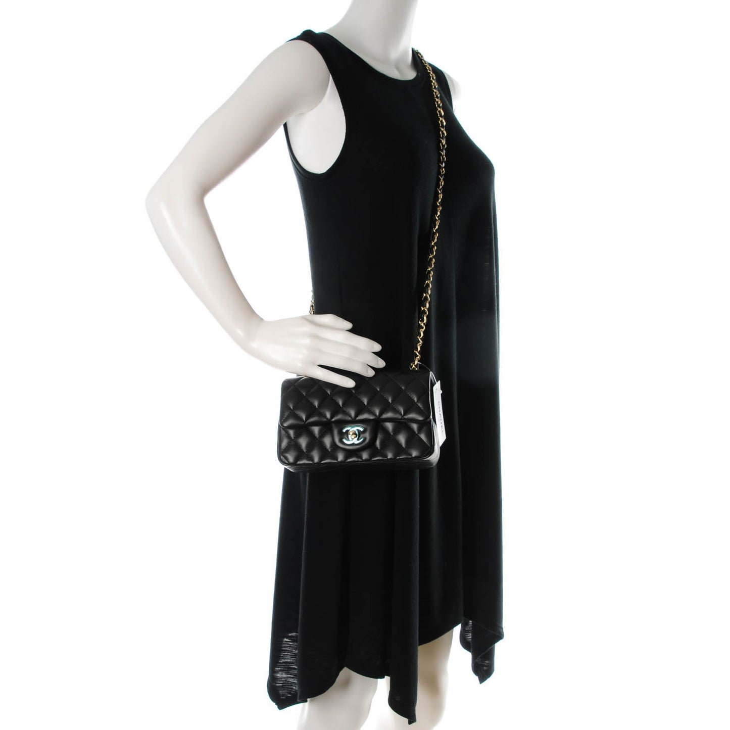 Lambskin Quilted Mini Rectangular Flap Black