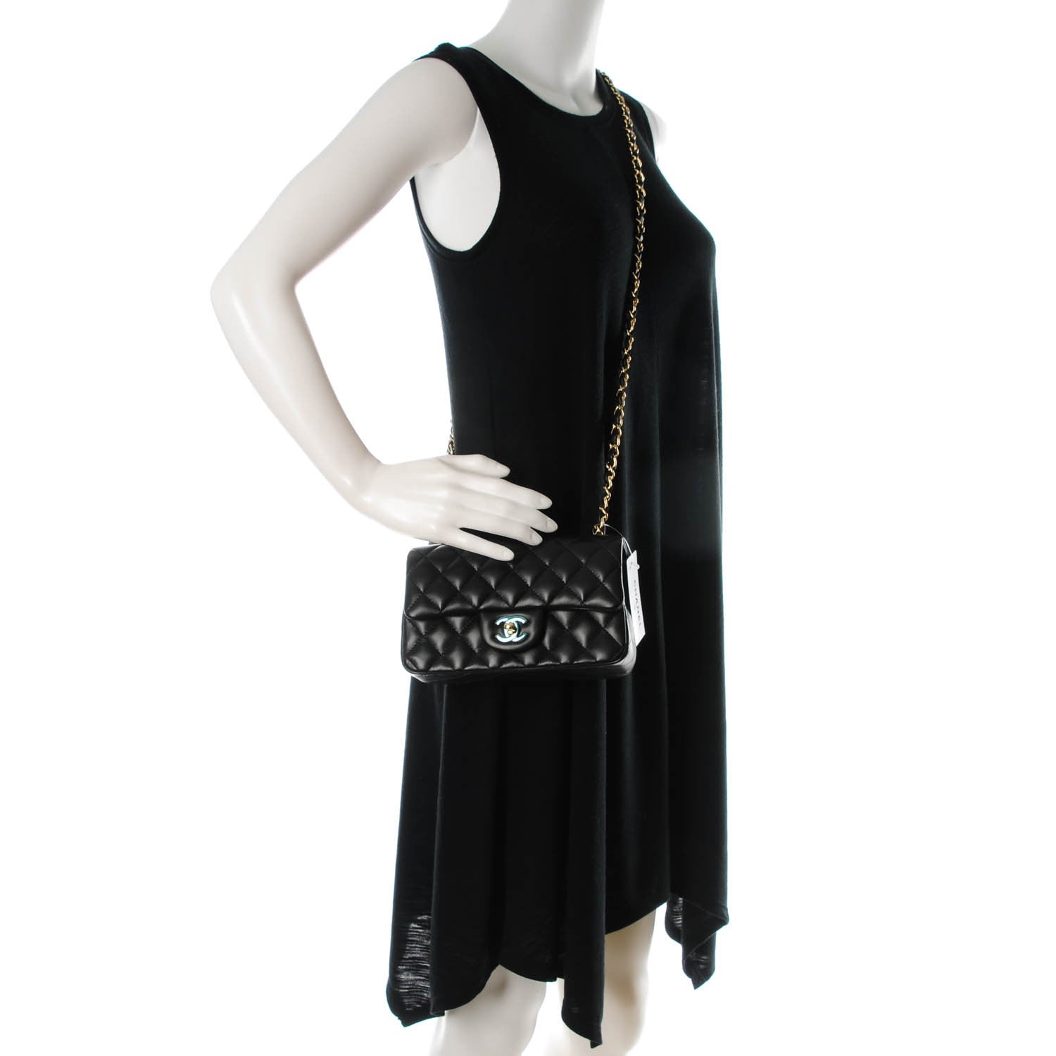 Chanel Lambskin Quilted Mini Rectangular Flap Black 2 of 7