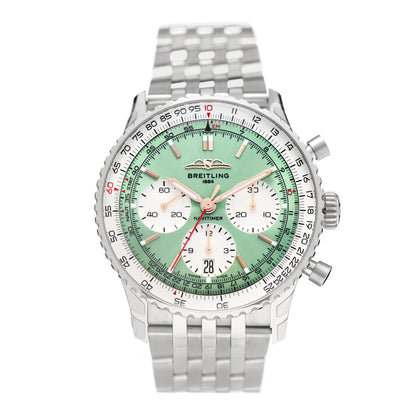 Breitling Stainless Steel 41mm Navitimer Chronograph B01 Automatic Watch Green AB0139211L1A1 1 of 4