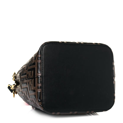 Fendi Vitello Grace F is Fendi Bi-Color FF 1974 Embossed Grande Mon Tresor Bucket Bag Maya Black Fragola 4 of 11