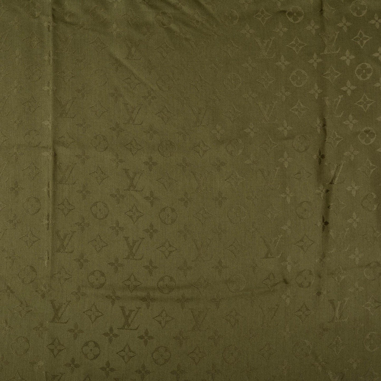 Silk Wool Monogram Shawl Kaki