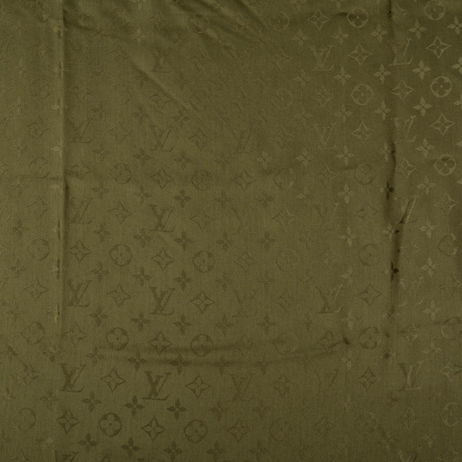 Louis Vuitton Silk Wool Monogram Shawl Kaki 1 of 5