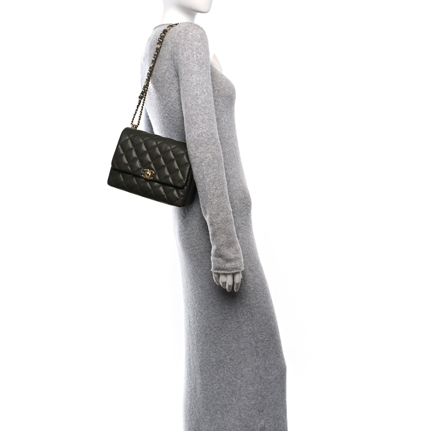 Caviar Quilted Mini Coco First Flap Khaki