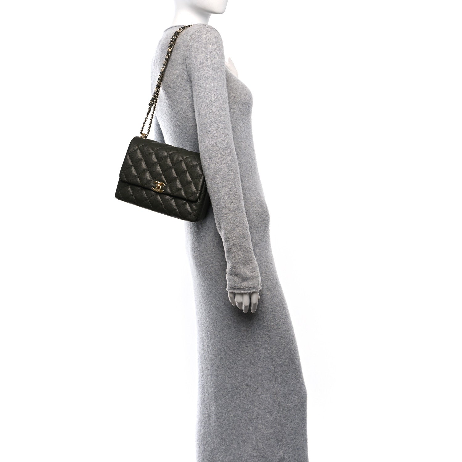 Chanel Caviar Quilted Mini Coco First Flap Khaki 2 of 10
