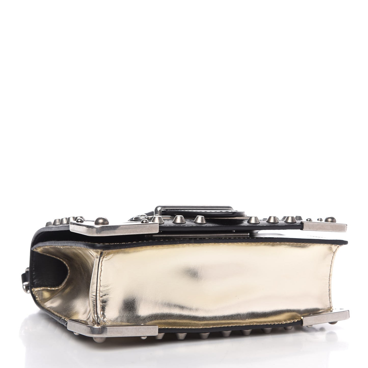 Metallic Vitello Studded Cahier Bag Pirite Black