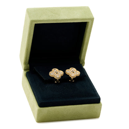 Van Cleef & Arpels 18K Yellow Gold Diamond Vintage Alhambra Earrings 5 of 5