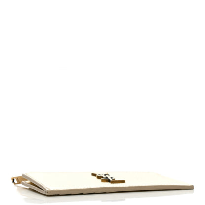 Saint Laurent Calfskin Monogram Fragments Zippered Card Case Platino 4 of 7