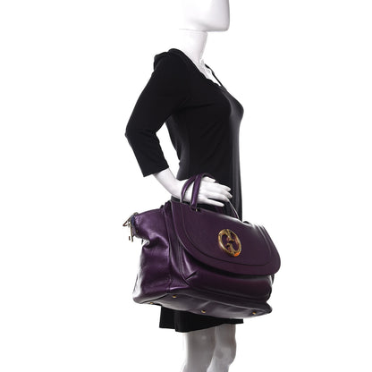 Gucci Metallic Pebbled Calfskin Medium 1973 Top Handle Satchel Purple 2 of 14