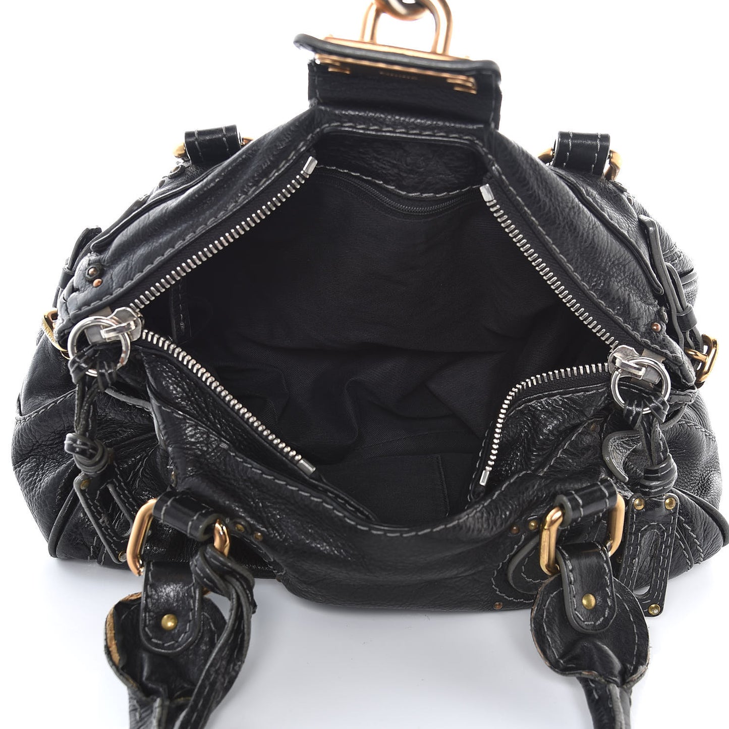 Calfskin Medium Paddington Satchel Black