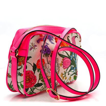 Gucci Canvas Flora Floral Shoulder Bag White Fuchsia Fluo 9 of 46