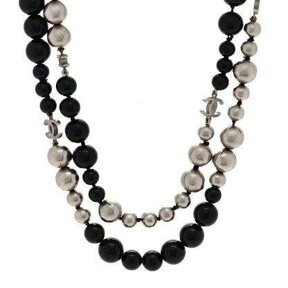 Chanel Ruthenium Pearl Beaded CC Long Necklace Black 1 of 4