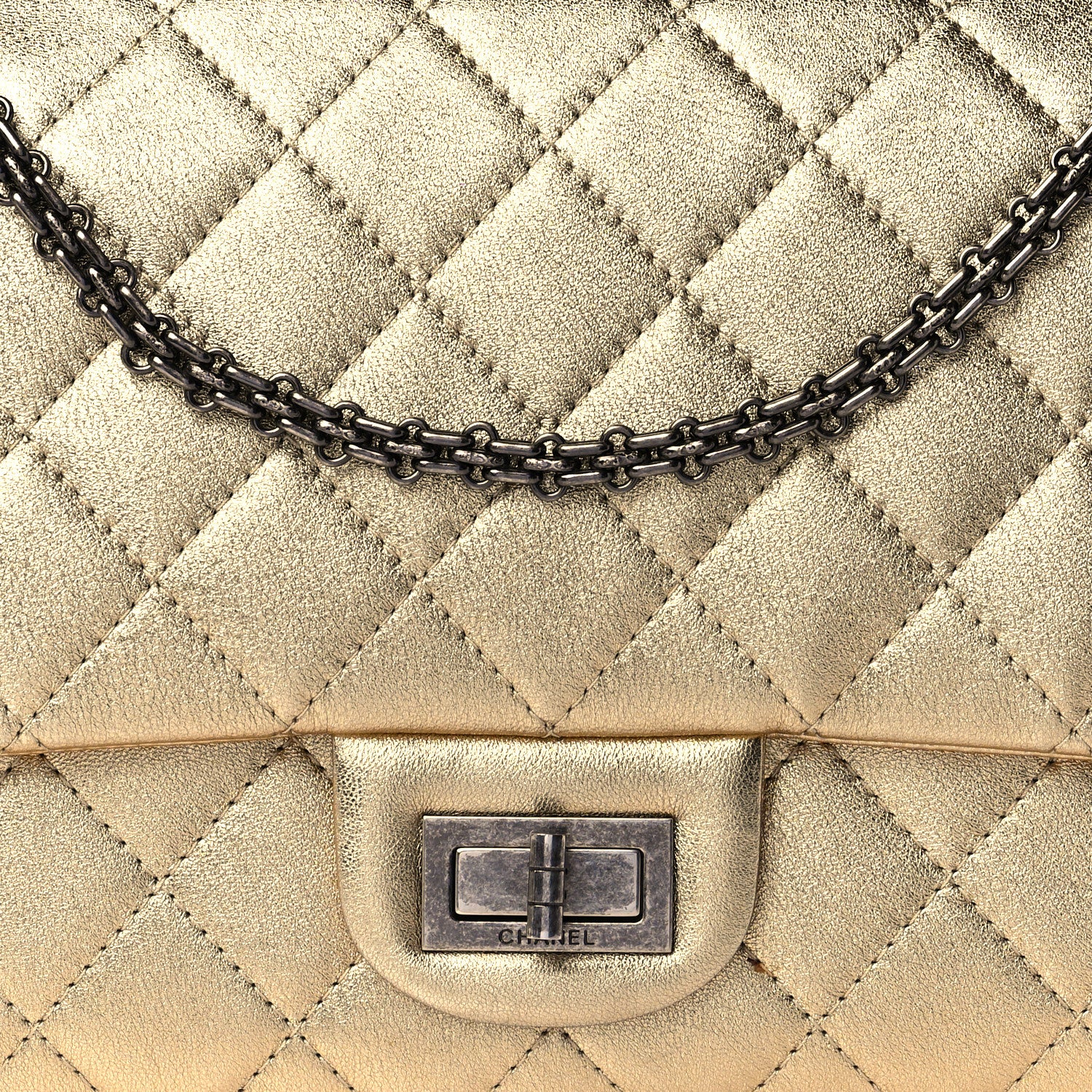Chanel Metallic Aged Calfskin Quilted 2.55 Reissue 227 Flap Gold 10 of 10