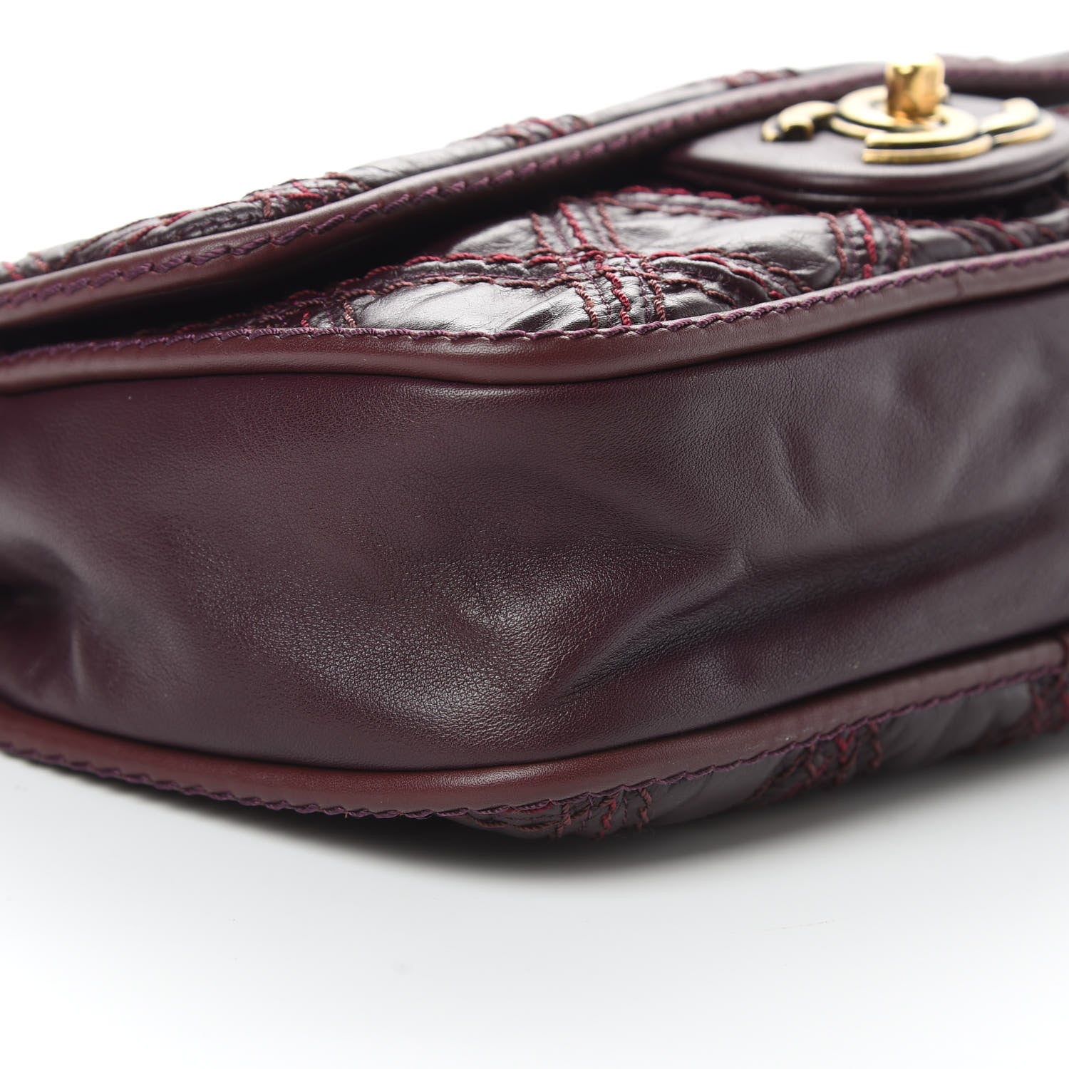 Chanel Calfskin Stitch Triptych Flap Burgundy 9 of 12