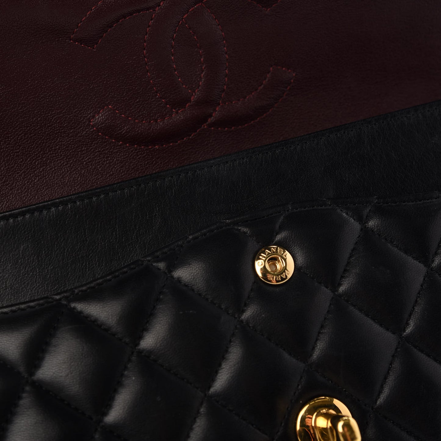 Lambskin Quilted Medium Double Flap Black
