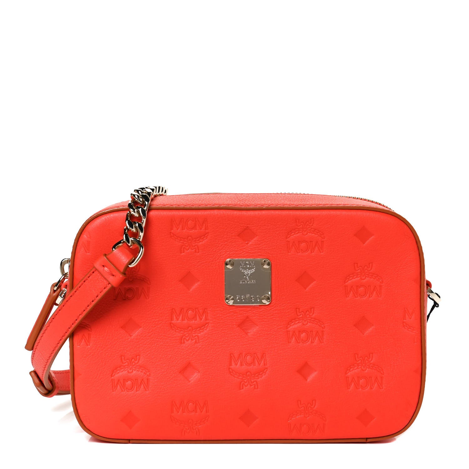MCM Calfskin Ottomar Monogram Klara Crossbody Bag Hot Coral 1 of 10