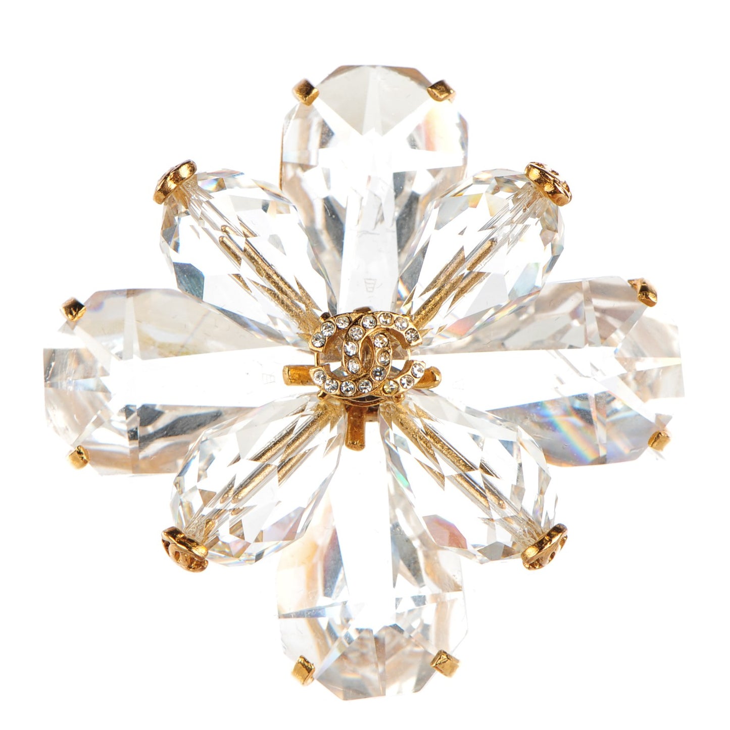 Crystal CC Brooch Gold