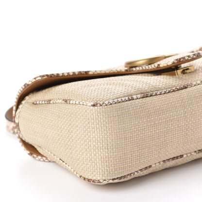 Gucci Raffia Elaphe Matelasse Small GG Marmont Shoulder Bag Natural Cream Brown 6 of 10