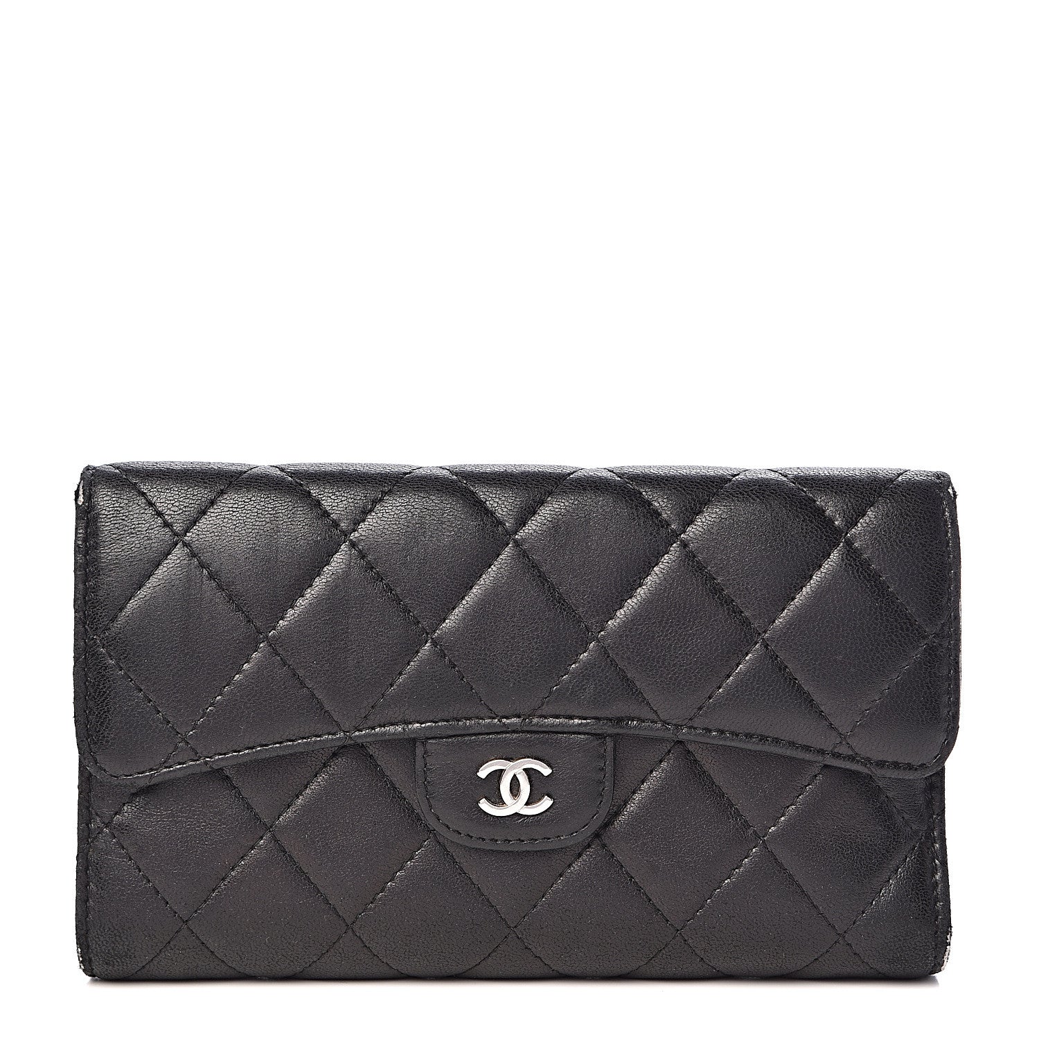 Chanel Lambskin Quilted Large Flap Wallet Black 1 of 12