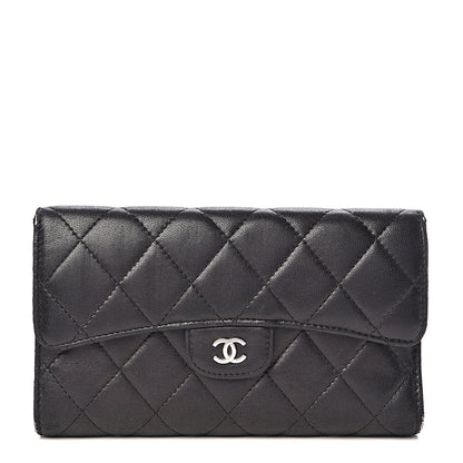 Chanel Lambskin Quilted Large Flap Wallet Black 1 of 12