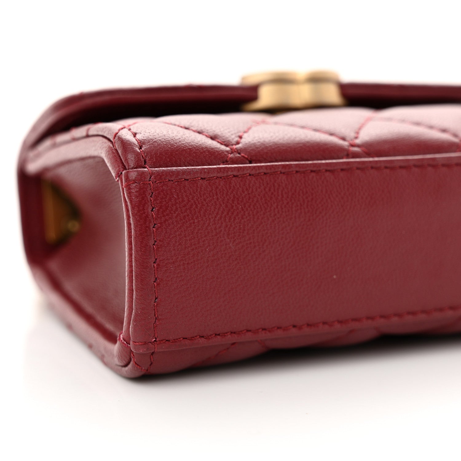 Chanel Lambskin Enamel Quilted Mini Top Handle Flap Red 8 of 10