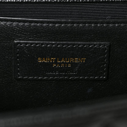 Saint Laurent Grain De Poudre Textured Mixed Matelasse Triquilt Medium Monogram Satchel Black 6 of 13