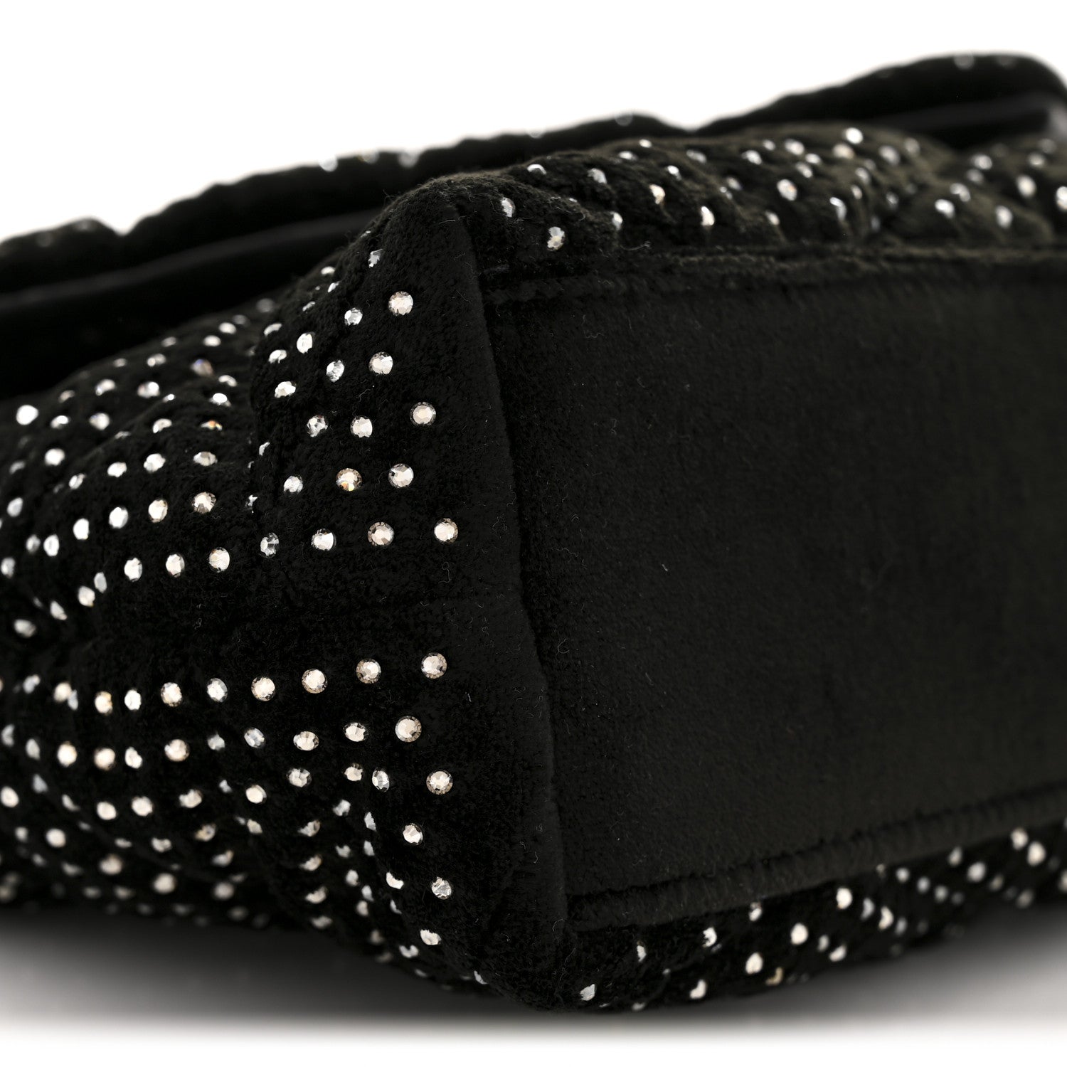Saint Laurent Velvet Lambskin Quilted Rhinestone Sade Puffer Envelope Clutch Black 9 of 10