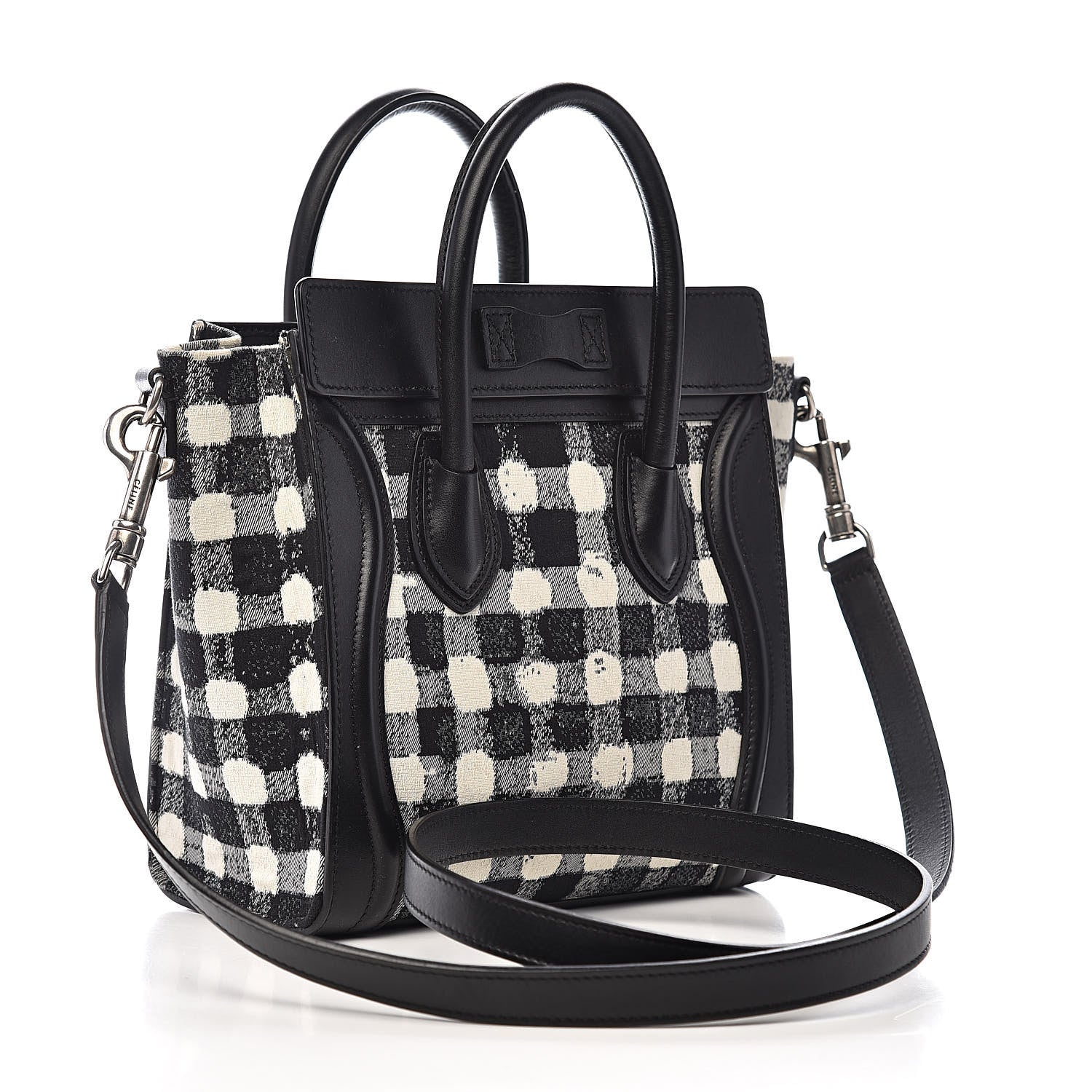Celine Canvas Calfskin Nano Luggage White Black 4 of 18