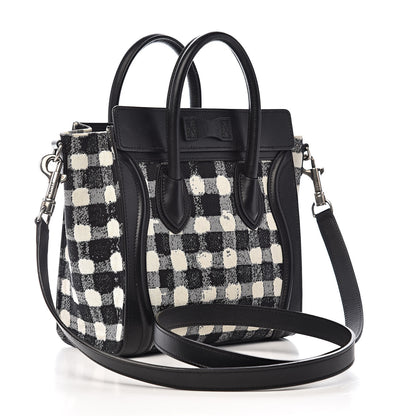 Celine Canvas Calfskin Nano Luggage White Black 4 of 18