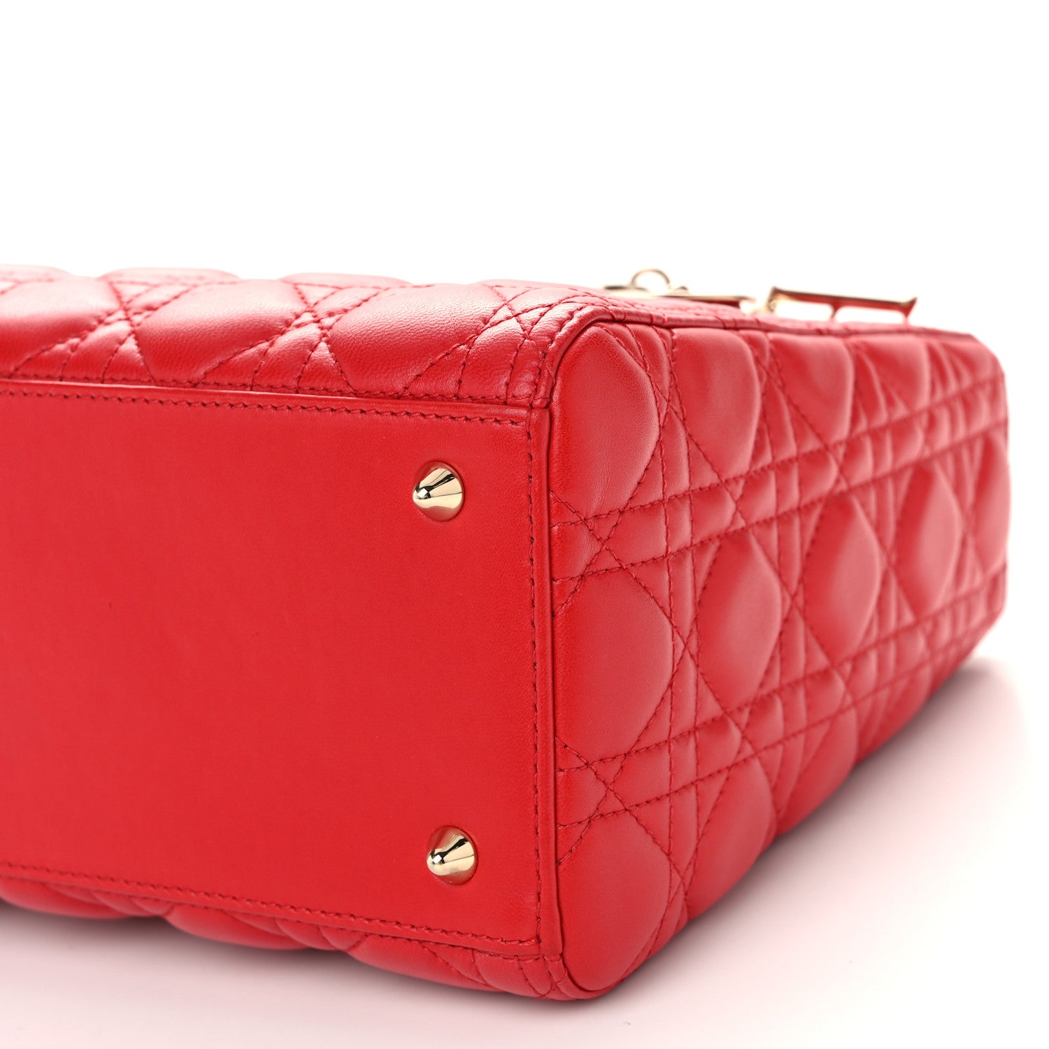 Christian Dior Lambskin Cannage Medium Lady Dior Red 10 of 10