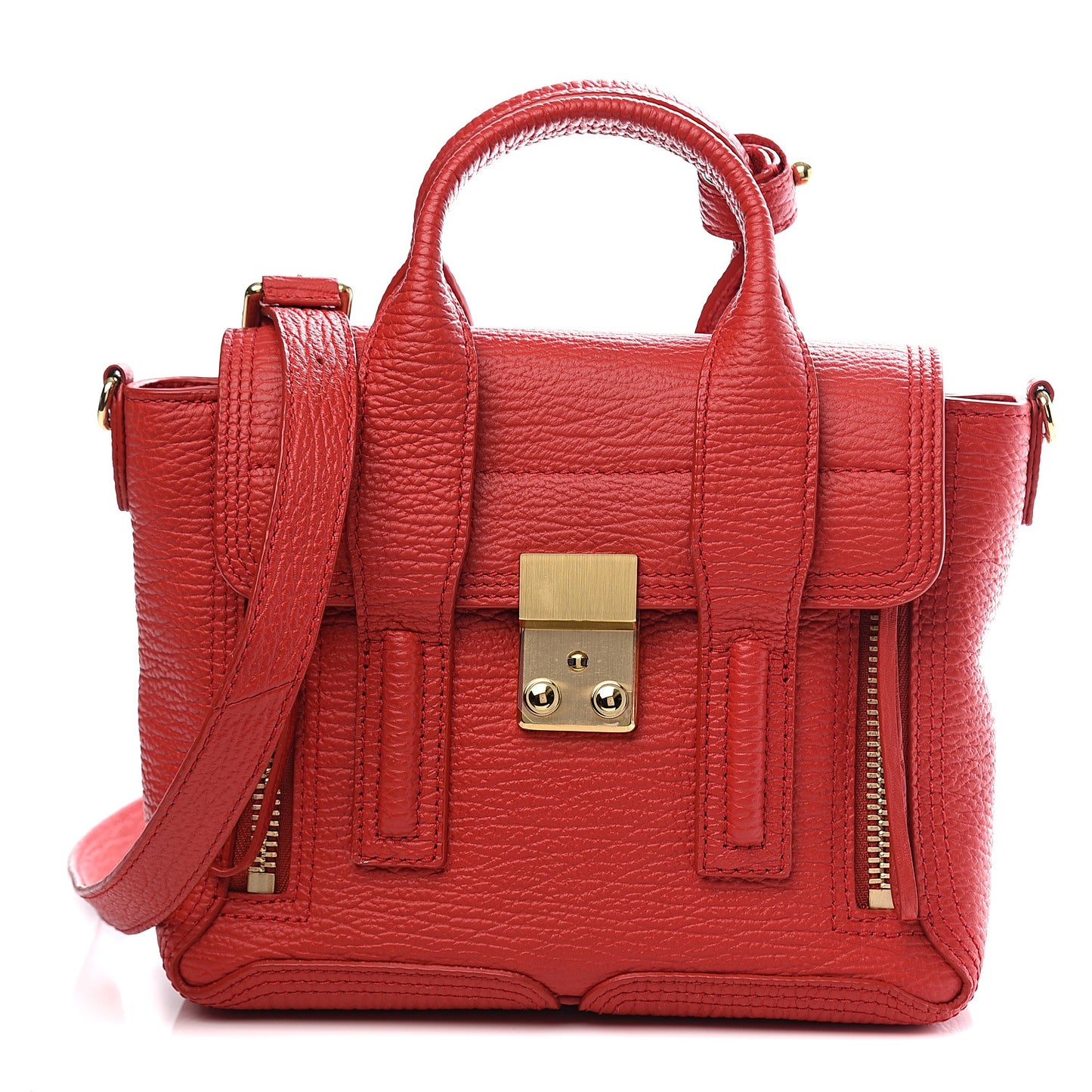 3.1 Textured Calfskin Mini Pashli Satchel Red