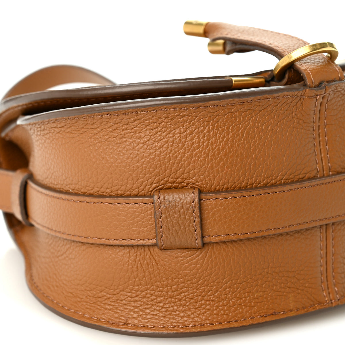 Grained Calfskin Small Marcie Saddle Bag Tan