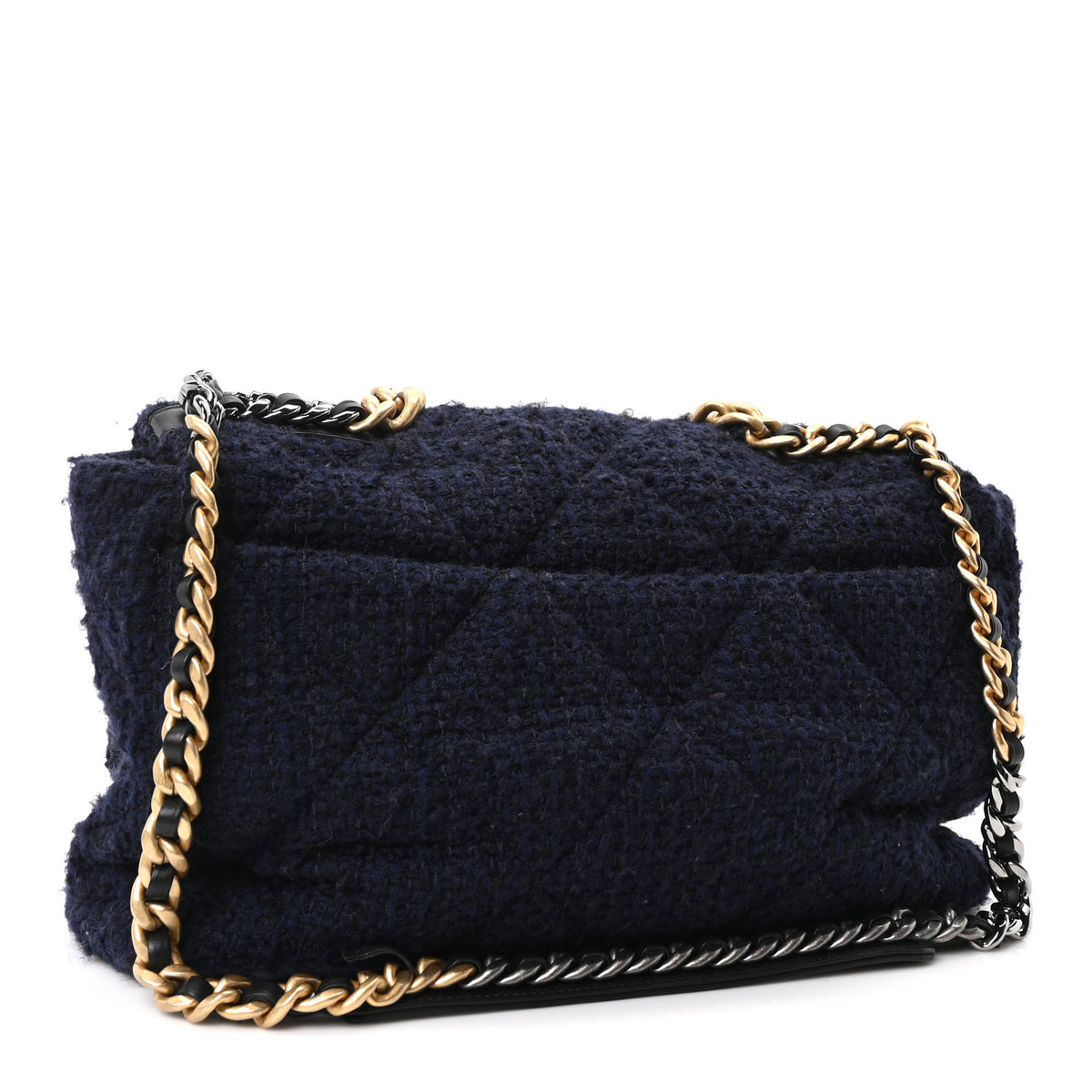 Chanel Tweed Quilted Maxi Chanel 19 Flap Navy 3 of 11