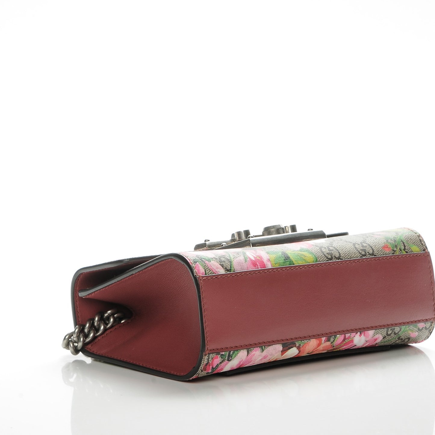 GG Supreme Monogram Blooms Small Padlock Shoulder Bag Beige Multicolor Dry Rose