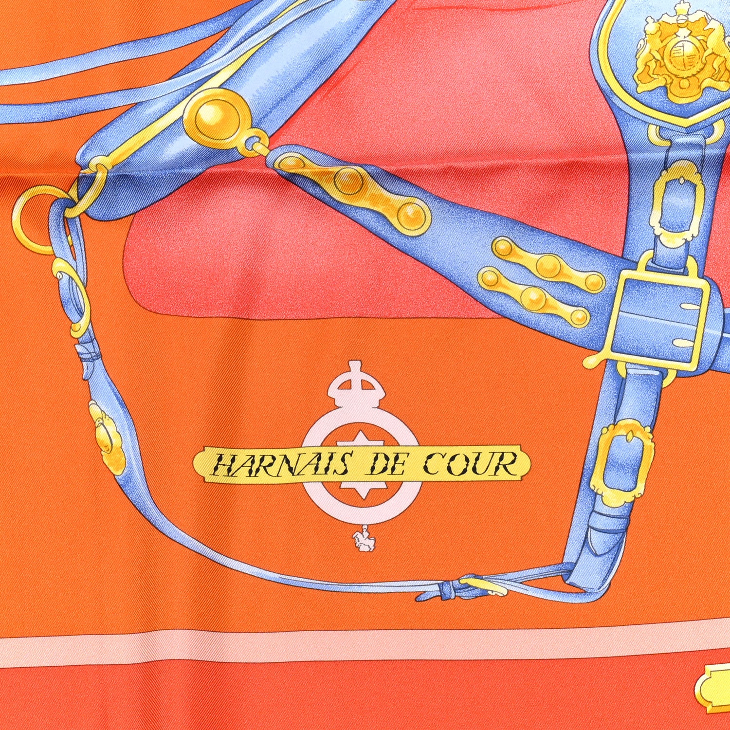 Hermes Silk Harnais De Cour Scarf 90 Orange 5 of 5