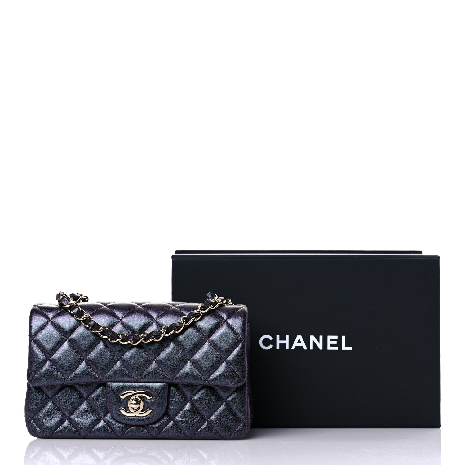 Chanel Iridescent Lambskin Quilted Mini Rectangular Flap Black 10 of 10