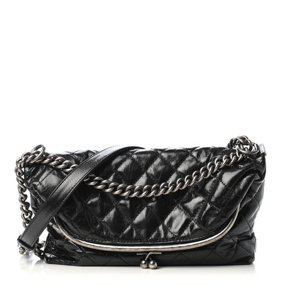 Chanel Glazed Calfskin Quilted Framed Shoulder Bag Black 1 of 4