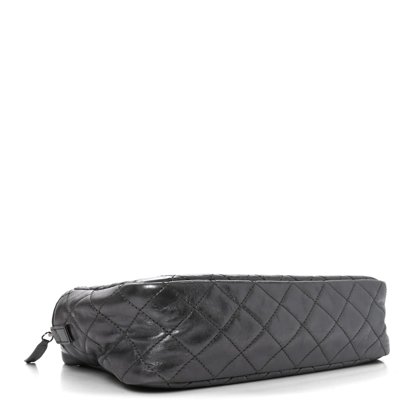 Metallic Aged Calfskin Quilted Medium Reissue Camera Case Dark Silver