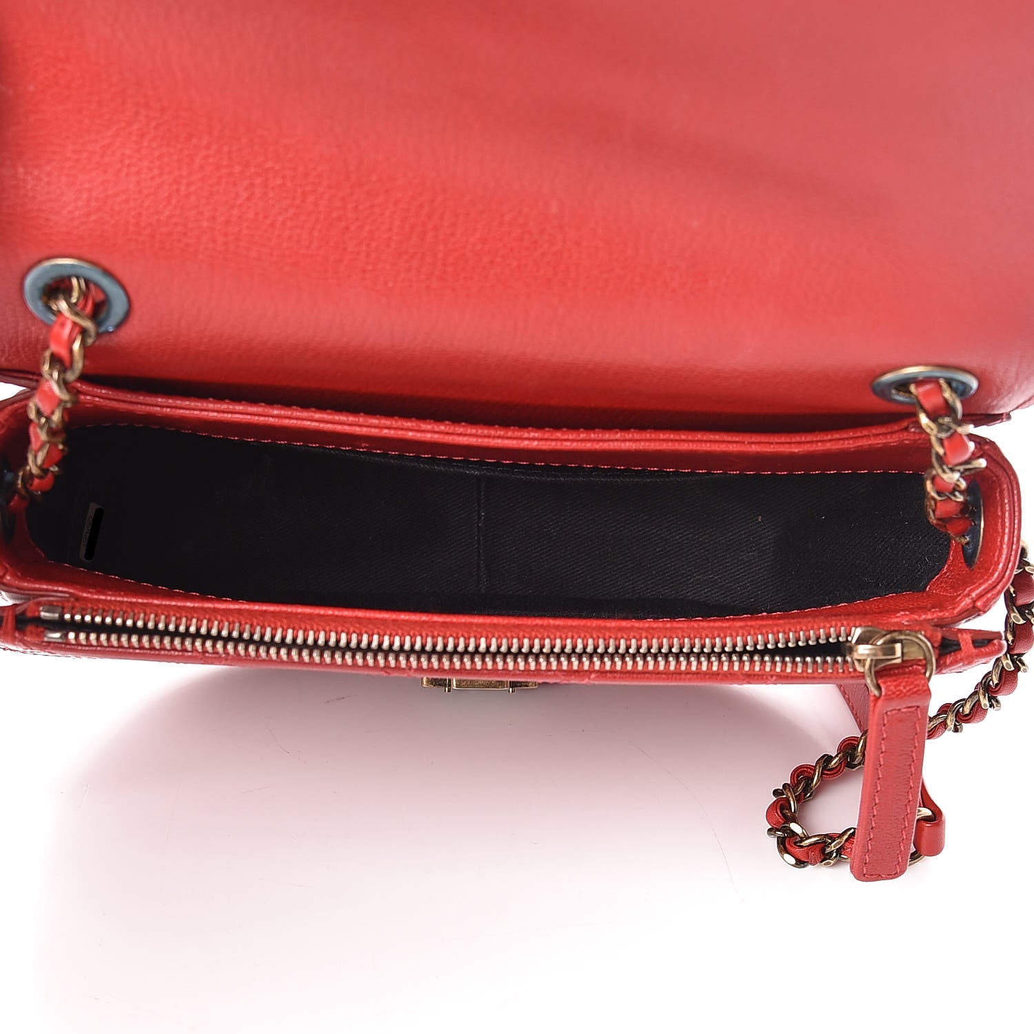 Chanel Shiny Calfskin Goatskin Quilted Small Coco Curve Messenger Flap Red 5 of 15