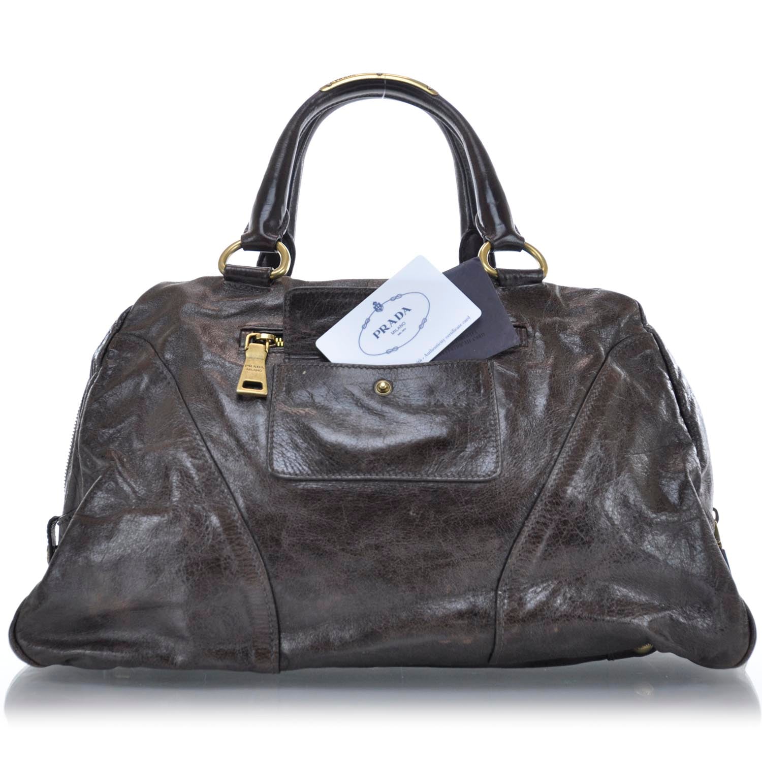 Prada Vitello Shine Chain Tote Moro Brown 3 of 9