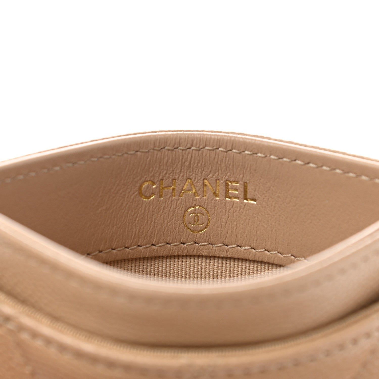 Chanel Caviar Quilted Crystal Card Holder Beige 7 of 12