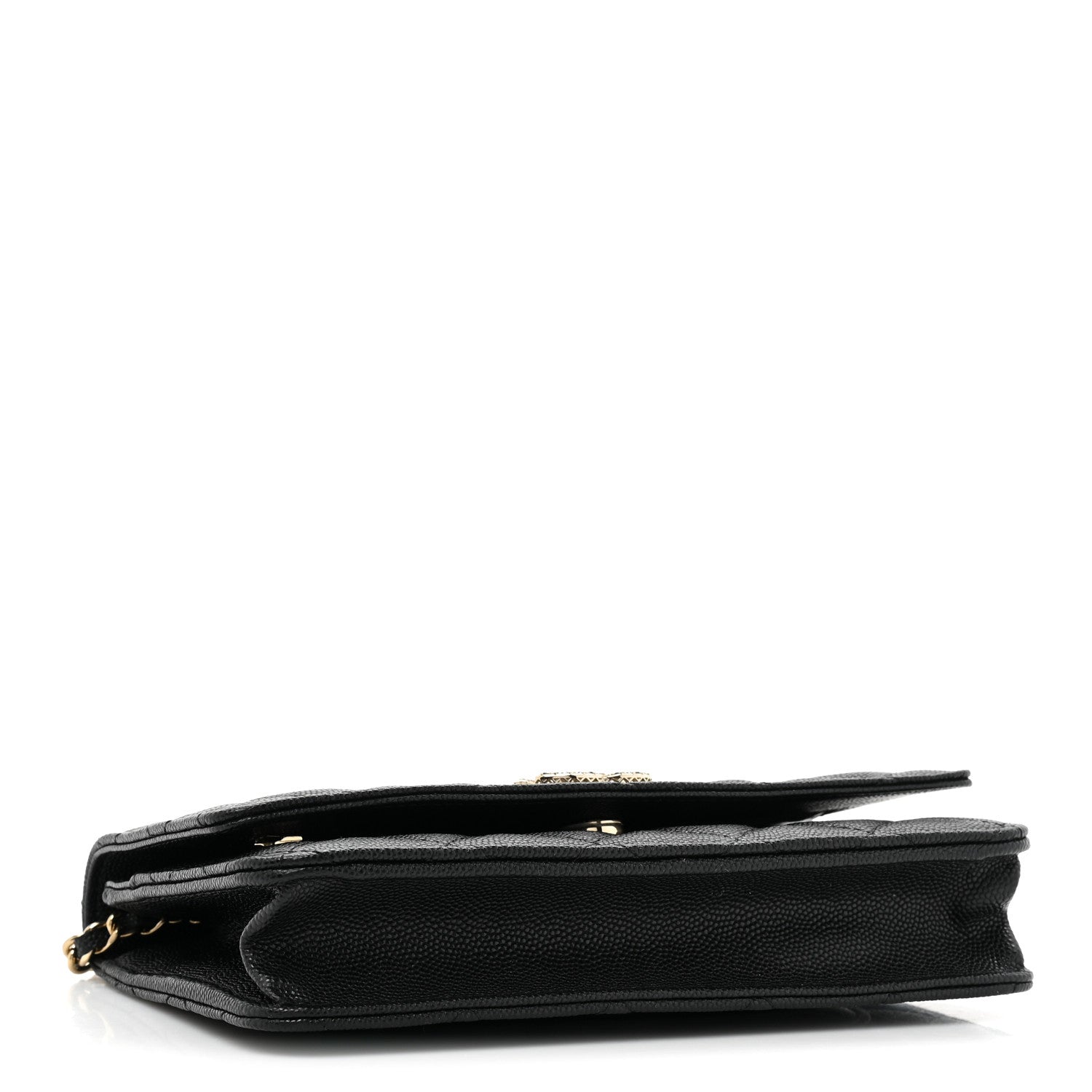 Chanel Shiny Caviar Quilted Strass CC Wallet On Chain WOC Black 4 of 13