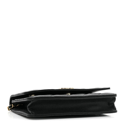 Chanel Shiny Caviar Quilted Strass CC Wallet On Chain WOC Black 4 of 13