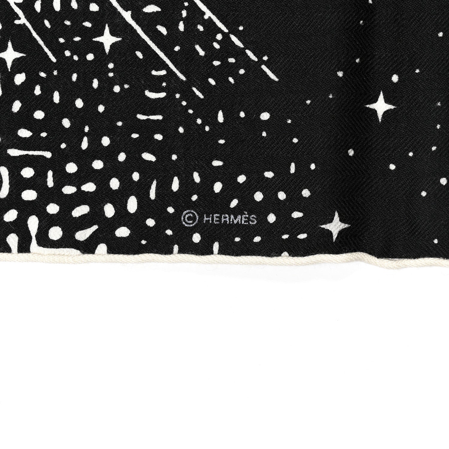 Hermes Silk Cashmere Clair De Lune Shawl 140 Black White 3 of 4