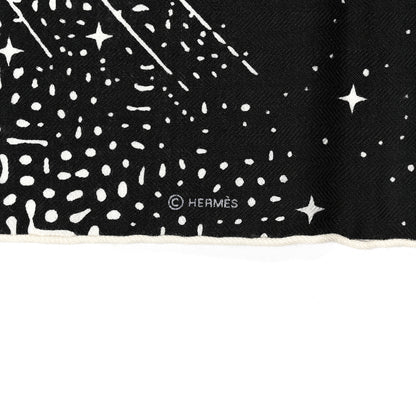Hermes Silk Cashmere Clair De Lune Shawl 140 Black White 3 of 4
